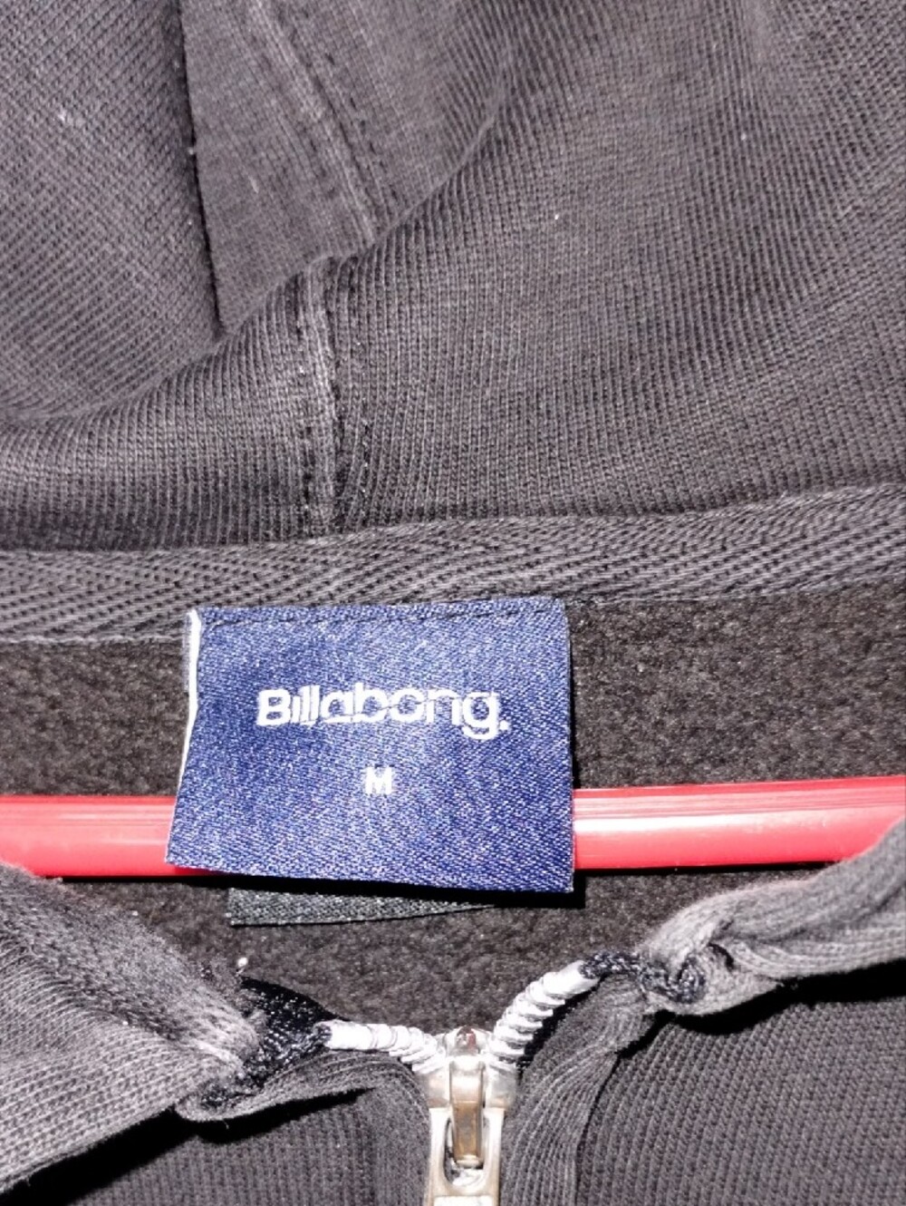 Vintage Billabong Black Zip-Up Hoodie with White Logo and Blue Accent. Size Med - Picture 6 of 12